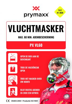 blus brand blusser blusmiddel blusdeken brandblusser escapemasker escape prymaxx onderhoudsvrij schuimblusser 10 jaar vluchtmakser vluchten masker brand vuur bhv escapemask escape mask bescherming gelaat gelaatsbescherming adembescherming